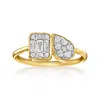 Ross-simons Lab-grown Diamond Toi Et Moi Ring In 14kt Yellow Gold In White