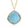 Ross-simons Labradorite Necklace In 18kt Gold Over Sterling In Gold