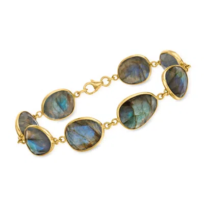 Ross-simons Labradorite Station Bracelet In 18kt Gold Over Sterling In Multi
