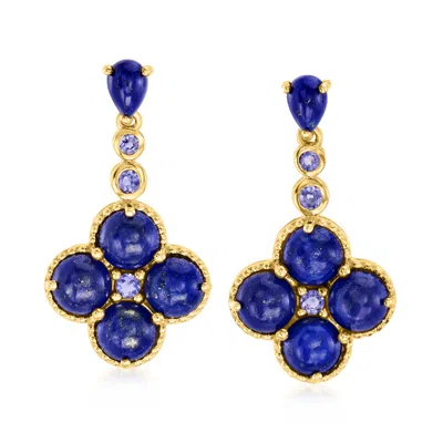 Ross-simons Lapis And . Iolite Drop Earrings In 18kt Gold Over Sterling In Blue