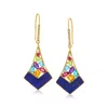 Ross-simons Lapis And Multi-gemstone Drop Earrings In 18kt Gold Over Sterling In Multi