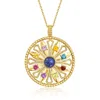 Ross-simons Lapis And . Multi-gemstone Flower Pendant Necklace In 18kt Gold Over Sterling In Multi