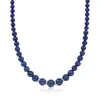 Ross-simons Lapis Bead Necklace With . Diamonds In Sterling Silver In Blue