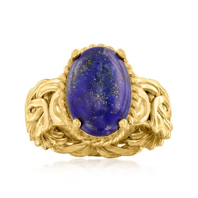 Ross-simons Lapis Byzantine Ring In 18kt Gold Over Sterling In Blue