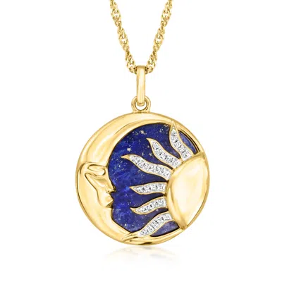 Ross-simons Lapis Celestial Pendant Necklace With . White Topaz In 18kt Gold Over Sterling