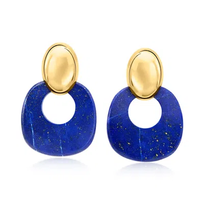 Ross-simons Lapis Doorknocker Earrings In 18kt Gold Over Sterling In Blue