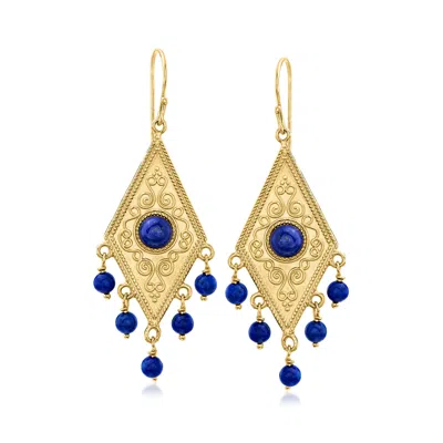 Ross-simons Lapis Drop Earrings In 18kt Gold Over Sterling In Blue