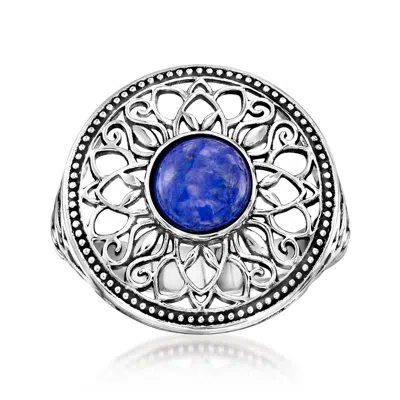 Ross-simons Lapis Filigree Ring In Sterling Silver In Blue