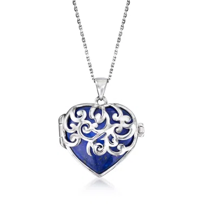Ross-simons Lapis Heart Pendant Necklace In Sterling Silver In Multi