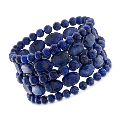 Ross-simons Lapis Jewelry Set: 5 Bead Stretch Bracelets In Blue