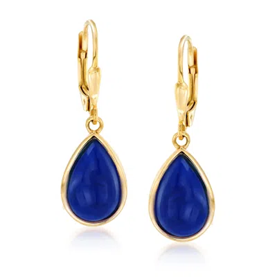 Ross-simons Lapis Teardrop Earrings In 18kt Gold Over Sterling In Blue