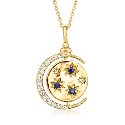 Ross-simons Lapis, . White Topaz And . Sapphire Reversible Celestial Pendant Necklace In 18kt Gold Over Sterling In Multi