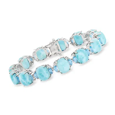Ross-simons Larimar And Swiss Blue Topaz Bracelet In Sterling Silver In Multi