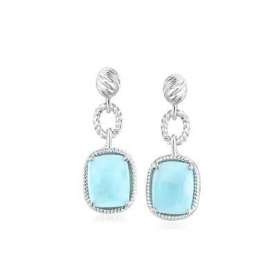 Ross-simons Larimar Drop Earrings In Sterling Silver In Metallic