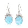 Ross-simons Larimar Octopus Drop Earrings In Sterling Silver In Blue