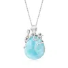 Ross-simons Larimar Octopus Pendant Necklace In Sterling Silver In Multi