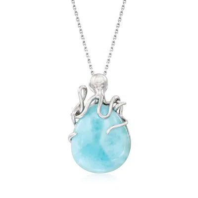 Ross-simons Larimar Octopus Pendant Necklace In Sterling Silver In Multi