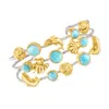 ROSS-SIMONS LARIMAR SEA LIFE CUFF BRACELET IN 2-TONE STERLING SILVER