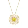 Ross-simons Lemon Quartz And White Enamel Daisy Pin/pendant Necklace In 18kt Gold Over Sterling In Multi