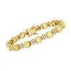 Ross-simons Lemon Quartz And White Topaz Bracelet In 18kt Gold Over Sterling In Multi