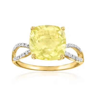Ross-simons Lemon Quartz Ring With . Diamonds In 14kt Yellow Gold