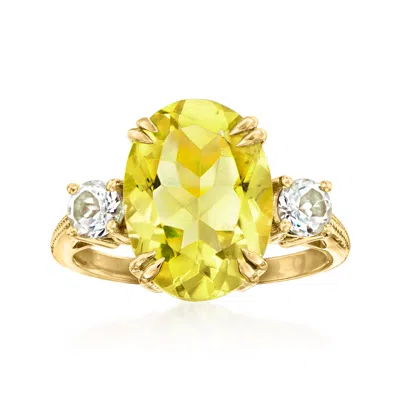 Ross-simons Lemon Quartz Ring With . White Topaz In 18kt Gold Over Sterling