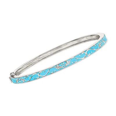 Ross-simons Light Blue Enamel Bangle Bracelet In Sterling Silver In Multi