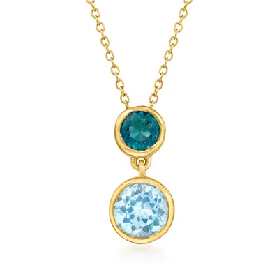 Ross-simons London And Sky Blue Topaz Pendant Necklace In 18kt Gold Over Sterling In Multi