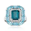 Ross-simons London And Swiss Blue Topaz Ring With . Lab-grown Diamonds In Sterling Silver