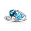 Ross-simons London And Swiss Blue Topaz Toi Et Moi Ring With . Diamonds In Sterling Silver In Blue