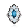Ross-simons London Blue Topaz And Aquamarine Ring With Blue Diamonds In Sterling Silver
