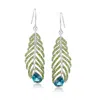 Ross-simons London Blue Topaz And Green Tourmaline Feather Earrings In Sterling Silver In Blue