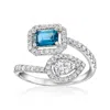 Ross-simons London Blue Topaz And . Lab-grown Diamond Bypass Ring In Sterling Silver