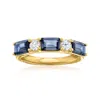 Ross-simons London Blue Topaz And . Lab-grown Diamond Ring In 18kt Gold Over Sterling In Blue
