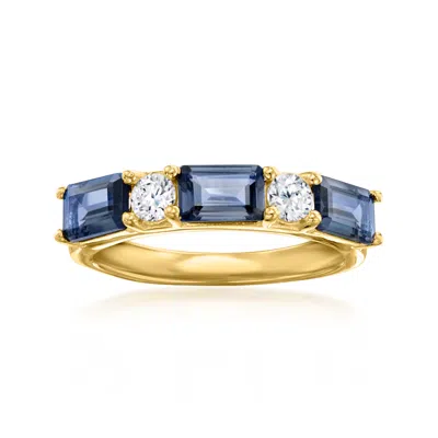 Ross-simons London Blue Topaz And . Lab-grown Diamond Ring In 18kt Gold Over Sterling
