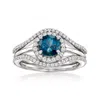 Ross-simons London Blue Topaz And . White Topaz Jewelry Set: Ring And Ring Guard In Sterling Silver In Blue