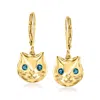 Ross-simons London Blue Topaz Cat Drop Earrings In 18kt Gold Over Sterling In Blue