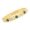 Ross-simons London Blue Topaz Floral Bangle Bracelet With . Diamonds In 18kt Gold Over Sterling In Multi