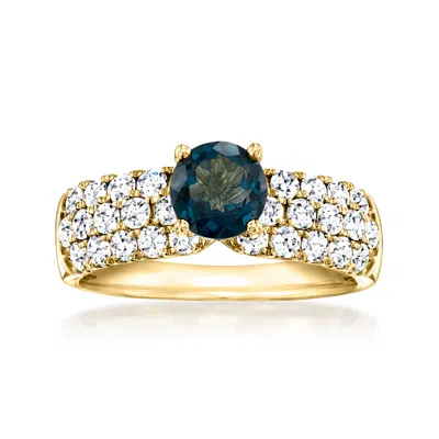 Ross-simons London Blue Topaz Ring With Lab-grown Diamonds In 14kt Yellow Gold