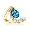 Ross-simons London Blue Topaz Ring With . Lab-grown Diamonds In 18kt Gold Over Sterling
