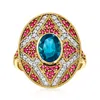Ross-simons London Blue Topaz Ring With . Pink Sapphires And . Diamonds In 14kt Yellow Gold In Blue