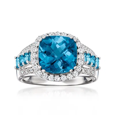 Ross-simons London Blue Topaz Ring With . White Topaz And . Diamonds In Sterling Silver