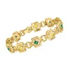 Ross-simons Malachite And Peridot Art Deco-style Bracelet In 18kt Gold Over Sterling