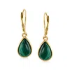 Ross-simons Malachite Drop Earrings In 18kt Gold Over Sterling In Green