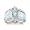 Ross-simons Milky Aquamarine And Blue Aquamarine Ring In Sterling Silver In Blue