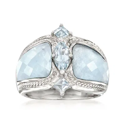 Ross-simons Milky Aquamarine And Blue Aquamarine Ring In Sterling Silver