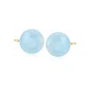 Ross-simons Milky Aquamarine Stud Earrings In 14kt Yellow Gold In Blue