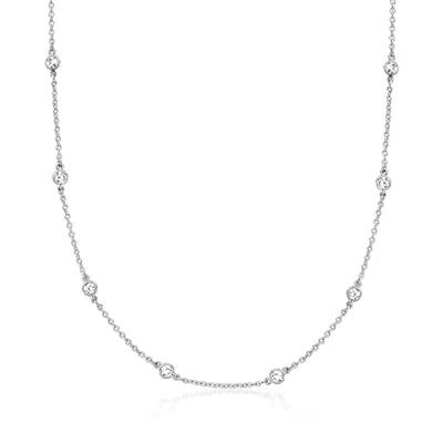 Ross-simons Moissanite Station Necklace In Sterling Silver In Multi