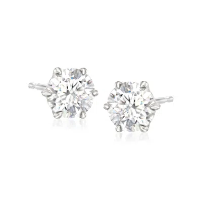 Ross-simons Moissanite Stud Earrings In Sterling Silver In White