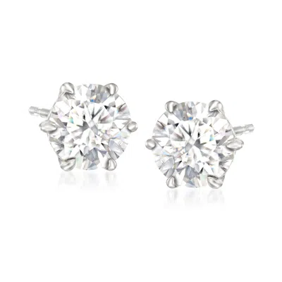 Ross-simons Moissanite Stud Earrings In Sterling Silver In White
